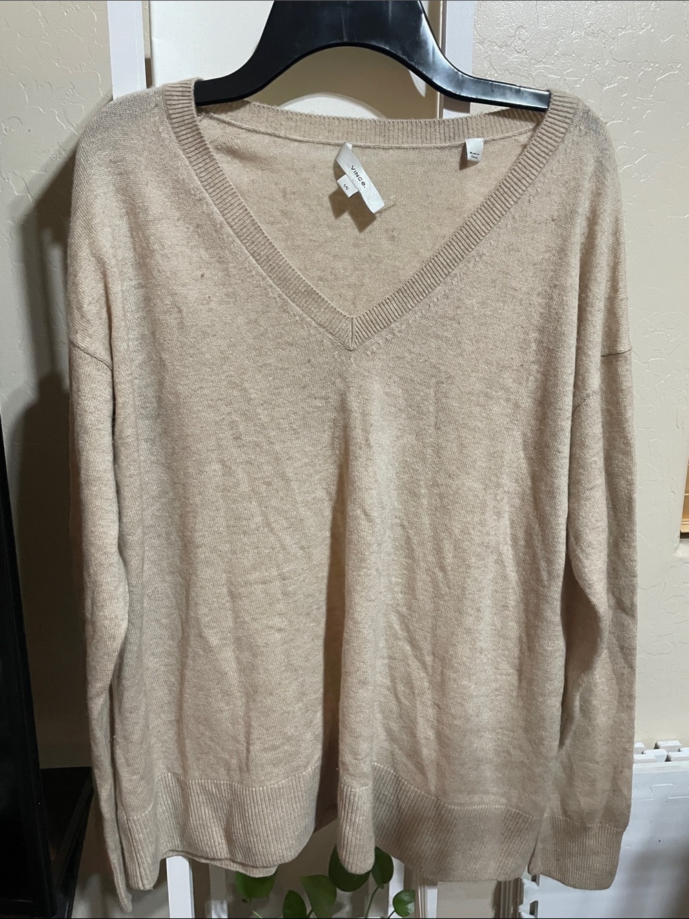 Vince Light Beige V-Neck Sweater